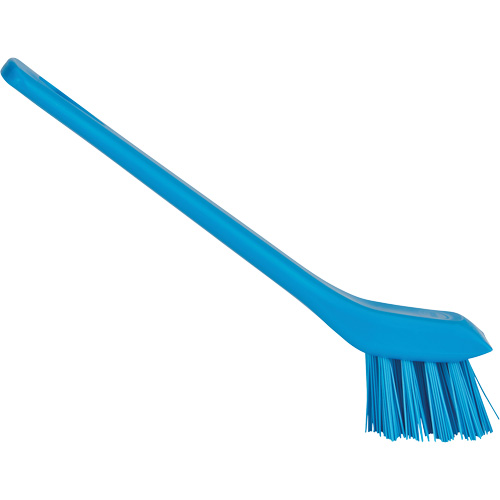 Brosse avec rebord grattoir, Soies Ferme, Longueur de 6", Bleu Industrial Sales