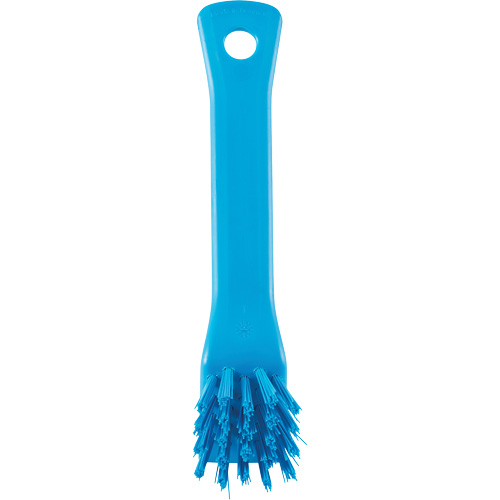 Brosse avec rebord grattoir, Soies Ferme, Longueur de 6", Bleu Industrial Sales