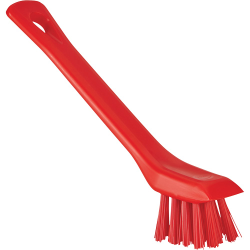 Brosse avec rebord grattoir, Soies Ferme, Longueur de 6", Rouge Industrial Sales