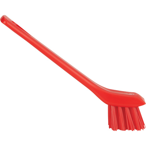 Brosse avec rebord grattoir, Soies Ferme, Longueur de 6", Rouge Industrial Sales