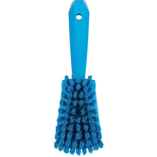 Brosse &agrave; r&eacute;curer avec manche court, Soies Doux, Longueur de 10-1/2", Bleu Industrial Sales