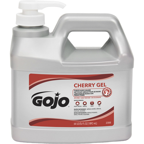 Nettoyant &agrave; mains, Gel/Pierre ponce, 1,89 L, Bouteille &agrave; pompe, Cerise Industrial Sales