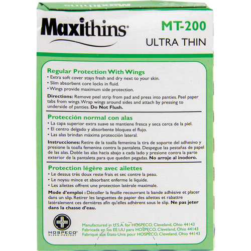 Serviettes Maxi Maxithins ultra minces avec ailes Industrial Sales