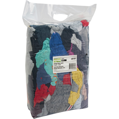 Chiffons fabriqu&eacute;s &agrave; partir de mat&eacute;riaux recycl&eacute;s, Coton, M&eacute;lange de couleurs, 10 lb Industrial Sales