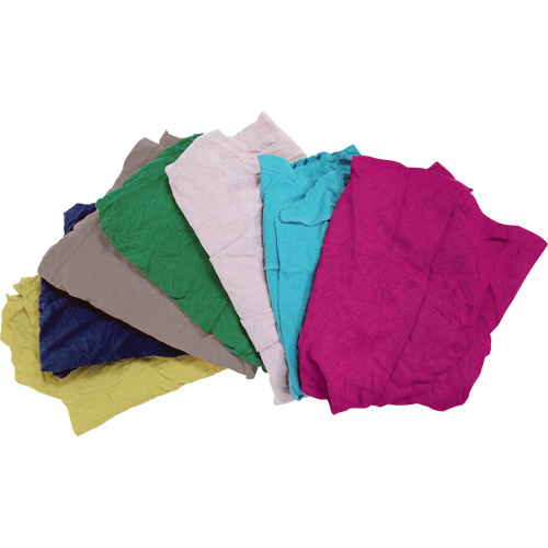 Chiffons fabriqu&eacute;s &agrave; partir de mat&eacute;riaux recycl&eacute;s, Coton, M&eacute;lange de couleurs, 10 lb Industrial Sales