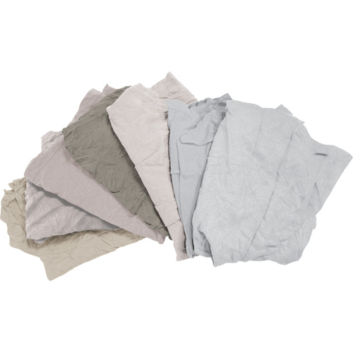 Chiffons fabriqu&eacute;s &agrave; partir de mat&eacute;riaux recycl&eacute;s, Coton, Blanc, 10 lb Industrial Sales