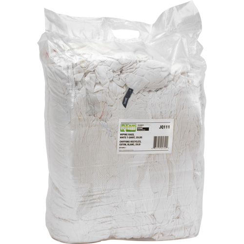 Recycled Material Wiping Rags, Cotton, White, 25 lbs. Industrial Sales