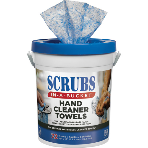 Serviettes nettoyantes pour les mains, 72 lingettes, 12" x 10" Industrial Sales