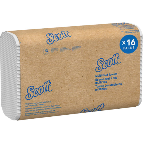 Scott&reg; 100% Recycled Fiber Multifold Paper Towels, 1 Ply, 9-2/5" L x 9-1/5" W, 250 /Pack Industrial Sales