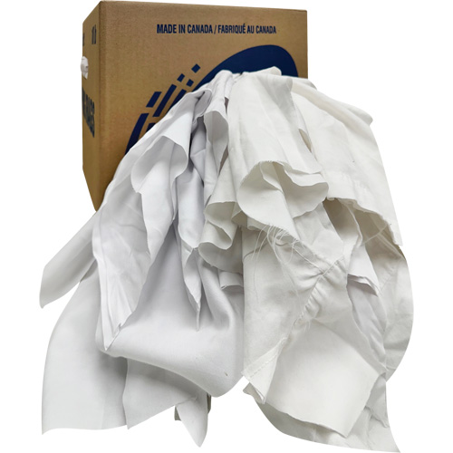 Chiffons recycl&eacute;s, Coton, Blanc, 10 lb Industrial Sales