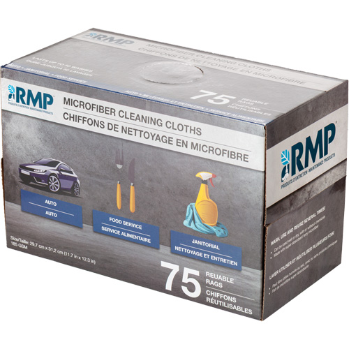 Chiffons lavables pour le nettoyage, Microfibre, Blanc Industrial Sales