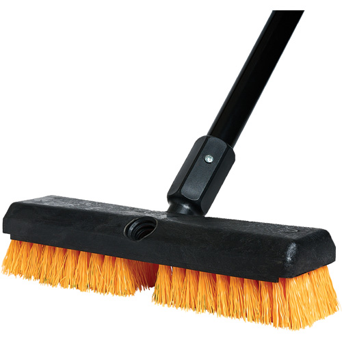 Brosse de nettoyage avec manche, 10" l, Soies Polypropyl&egrave;ne, Noir/Rouge Industrial Sales