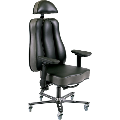 Synergo II 24h Ergonomic Chair, Vinyl, Black/Grey, 350 lbs. Capacity Industrial Sales
