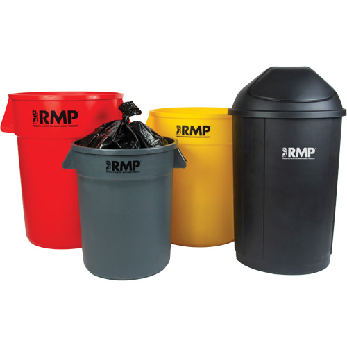 Bac &agrave; d&eacute;chets demi-rond avec couvercle, Poly&eacute;thyl&egrave;ne, 21 gal. US Industrial Sales