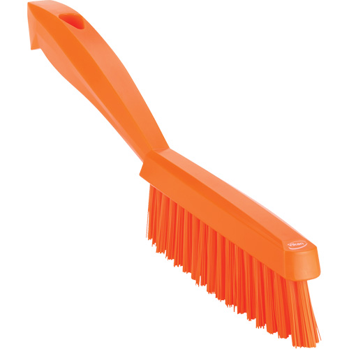 Narrow Hand Brush with Short Handle, Extra Stiff Bristles, 11-4/5" Long, Orange Industrial Sales