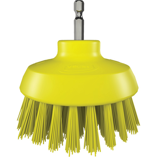 HyDrive Round Drill Brush, Extra Stiff Bristles, 3-1/10" Long, Yellow Industrial Sales
