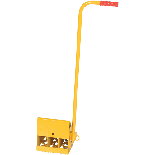 Ergo Handle Wheel Chock, Steel, Yellow, 8" W x 10-3/4" D x 9-1/8" H Industrial Sales