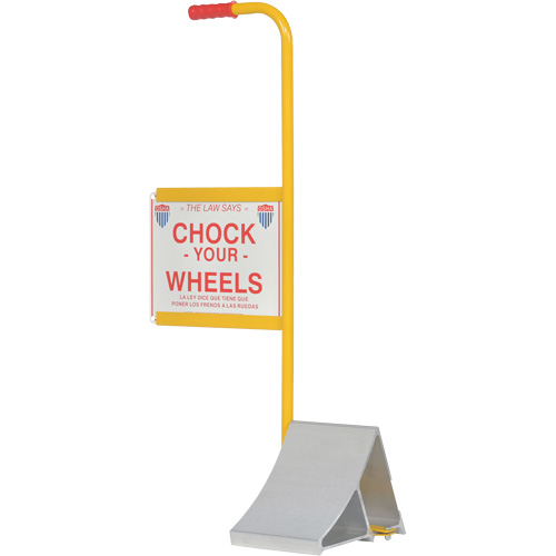 Wheel Chock with Handle & Sign, 7" W x 11-7/8" D x 7-11/16" H Industrial Sales