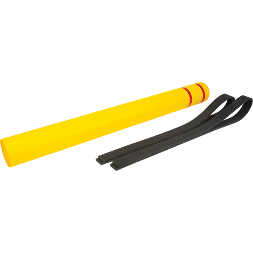 Capuchon en poly&eacute;thyl&egrave;ne pour borne de protection, 4-1/2" dia. x 52" l, Rouge/Jaune Industrial Sales