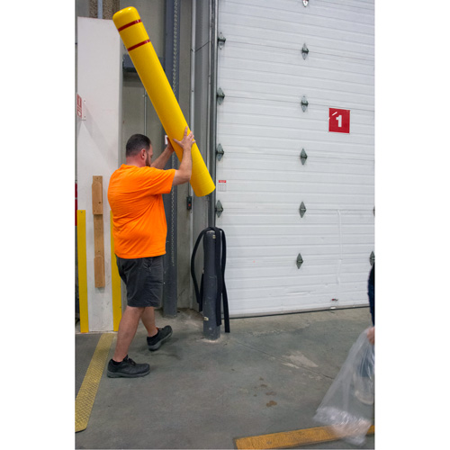 Polyethylene Bollard Cover, 6-5/8" Dia. x 60" L, Red/Yellow Industrial Sales