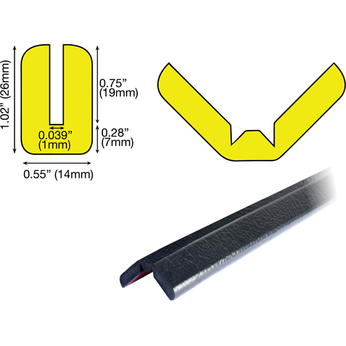 Butoir de protection de rebords mod&egrave;le W 1M, Longueur 3,25' (0,99 m) Industrial Sales