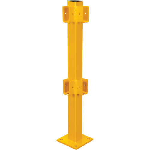 Corner Post for Light-Duty Guard Rails, Steel, 42" H, Safety Yellow Industrial Sales