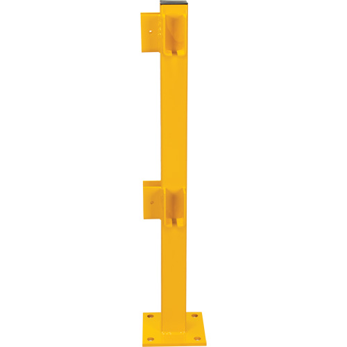 Corner Post for Light-Duty Guard Rails, Steel, 42" H, Safety Yellow Industrial Sales