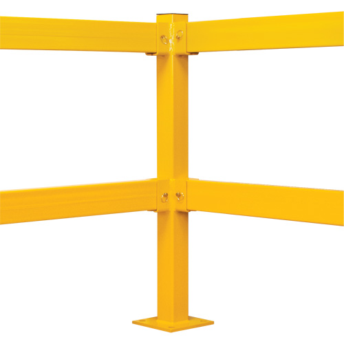Corner Post for Light-Duty Guard Rails, Steel, 42" H, Safety Yellow Industrial Sales