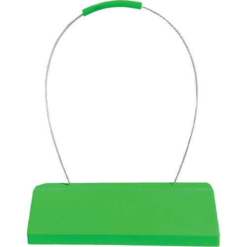 Cale de roue pour avion Checkers Safety SafeRay avec poign&eacute;e &agrave; c&acirc;ble ergonomique, Ur&eacute;thane, Vert fluorescent, 24" la x 8" p x 6" h Industrial Sales