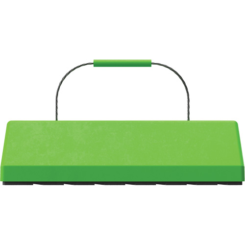 Cale de roue pour avion Checkers Safety SafeRay avec poign&eacute;e &agrave; c&acirc;ble & patin en caoutchouc, Ur&eacute;thane, Vert fluorescent, 24" la x 8" p x 6" h Industrial Sales