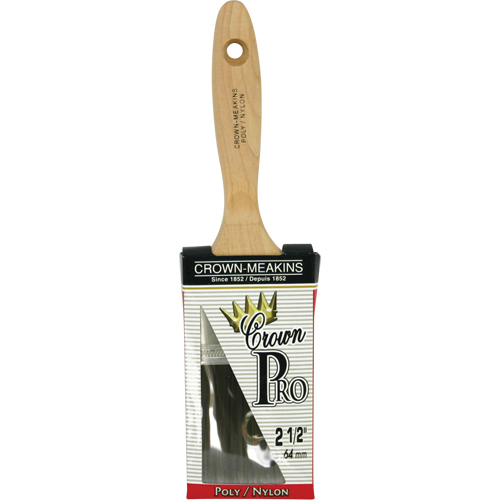 Crown Pro Angular Paint Brush, Poly/Nylon, Wood Handle, 2-1/2" Width Industrial Sales