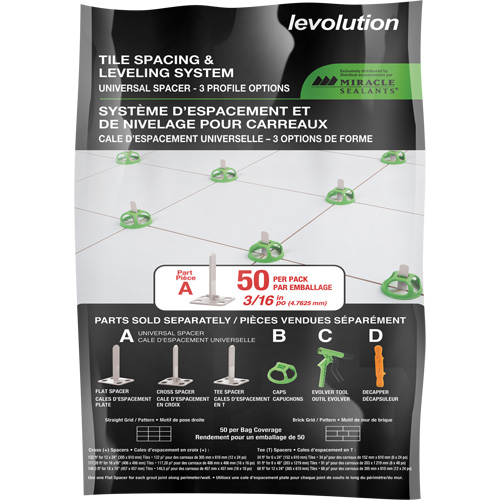 Cales d'espacement universelles Miracle Sealants Levolution Industrial Sales