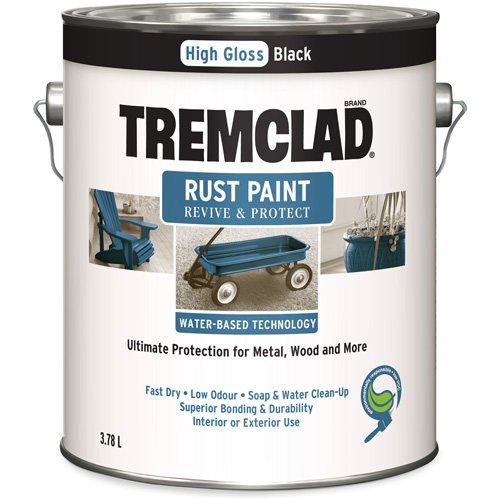 Tremclad&reg; Water-Based Rust Paint, 3.78 L, Gallon, Black Industrial Sales