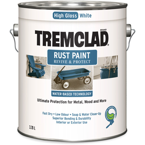 Tremclad&reg; Water-Based Rust Paint, 3.78 L, Gallon, White Industrial Sales