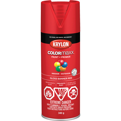 COLORmaxx Paint + Primer, Banner Red, Gloss, 12 oz., Aerosol Can Industrial Sales