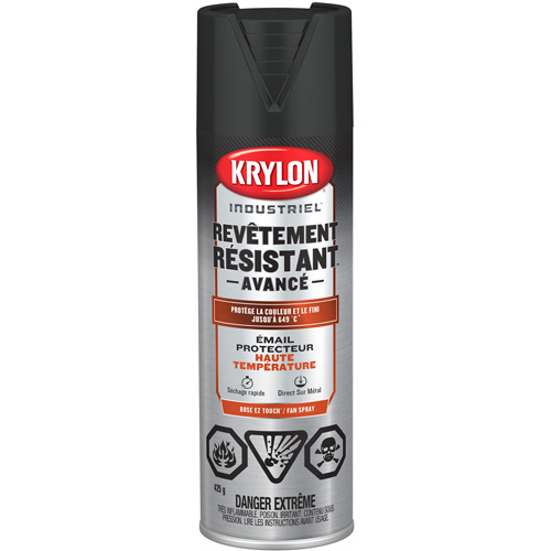Peinture industrielle &agrave; chaleur &eacute;lev&eacute;e Tough Coat Advanced, Noir haute temp&eacute;rature, Fini mat profond, 425 g, Canette a&eacute;rosol Industrial Sales
