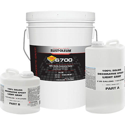 &eacute;poxy d&eacute;coratif 100 % de solides 6700, 3 gal., &eacute;poxy, Tr&egrave;s brillant, Gris Industrial Sales