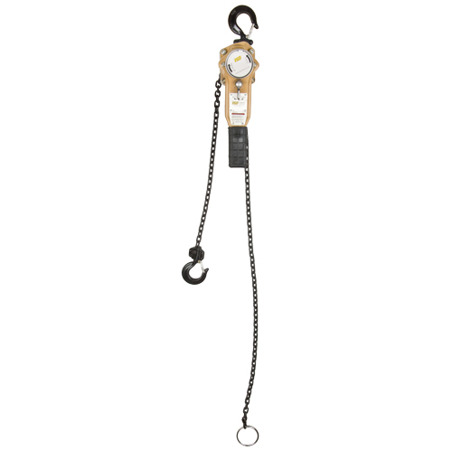 Heavy Duty Gold Series Lever Chain Hoist, 5' Lift, 1000 lbs. (0.5 tons) Capacity, Alloy Steel Chain Industrial Sales