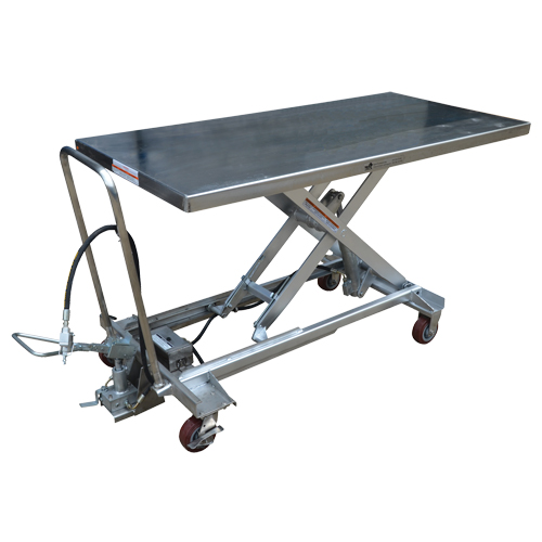 Table &eacute;l&eacute;vatrice &agrave; ciseaux hydraulique pneumatique, Acier inoxydable, 63" lo x 31-1/2" la, Cap. 1000 lb Industrial Sales