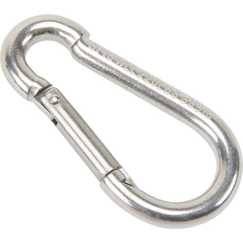 Stainless Steel Snap Hook, 220 lbs (0.11 tons) Working Load Limit, 3/16" Size, 5/16" Eye Industrial Sales