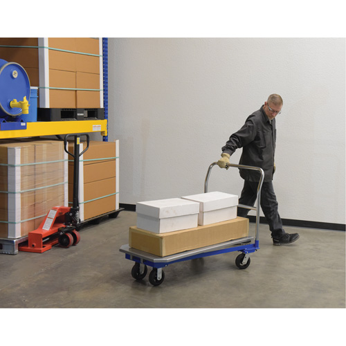 Chariot &agrave; plateforme, 48" lo x 24" la x Capacit&eacute; 1500 lb, Roues en Caoutchouc moul&eacute; Industrial Sales