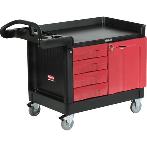 Trademaster Mobile Cabinets & Work Centres, 4 Drawers, 49" L x 26-1/4" W x 38" H, Black Industrial Sales