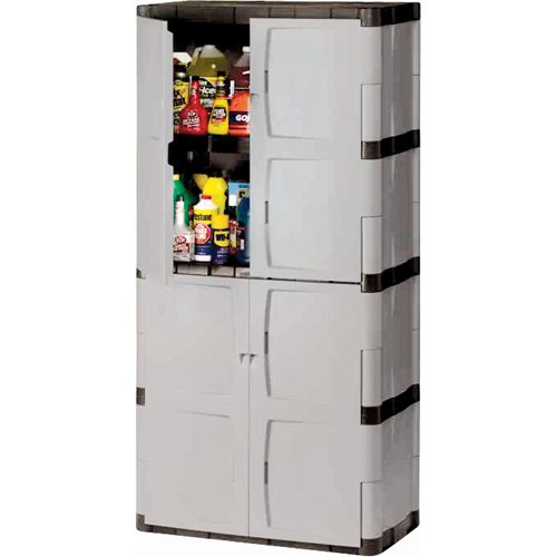 Heavy-Duty Cabinets, Plastic, 3 Shelves, 72" H x 36" W x 18" D, Mica and Charcoal Industrial Sales
