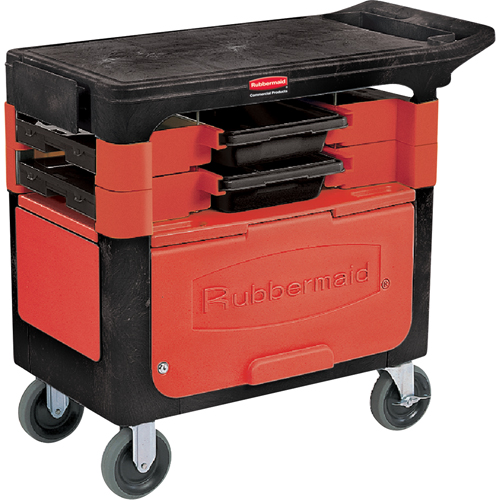 Chariots de travail Trades a/compartiment, 2 tiroirs, 38" lo x 19-1/4" la x 33-3/8" h, Noir Industrial Sales