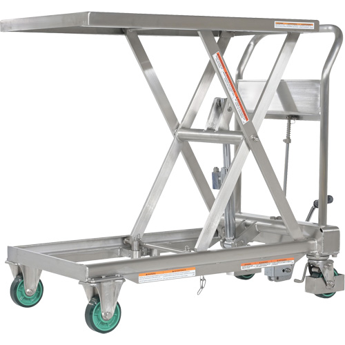 Hydraulic Scissor Lift Table, 31-1/2" L x 19-1/2" W, Stainless Steel, 550 lbs. Capacity Industrial Sales
