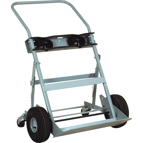 Chariots &agrave; quatre roues pour bouteilles, Roues Pneumatique, Base de 28" la x 6" lo, 1000 lb Industrial Sales