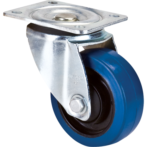 Roulette bleue, Pivotant, 4" (101,6 mm), Caoutchouc, 350 lb (158,8 kg) Industrial Sales