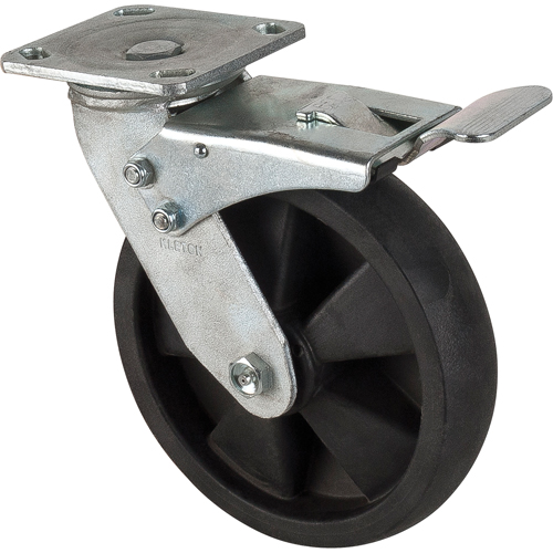 Roulettes haute temp&eacute;rature, Pivotant avec frein, 8" (203,2 mm), Nylon, 1000 lb (453 kg) Industrial Sales