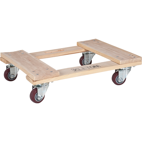 Hardwood Dolly, Polyurethane Wheels, 900 lbs. Capacity, 18" W x 24" D x 7" H Industrial Sales