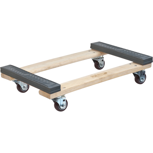 Rubber Ends Hardwood Dolly, Wood Frame, 18" W x 24" D x 7" H, 1400 lbs. Capacity Industrial Sales